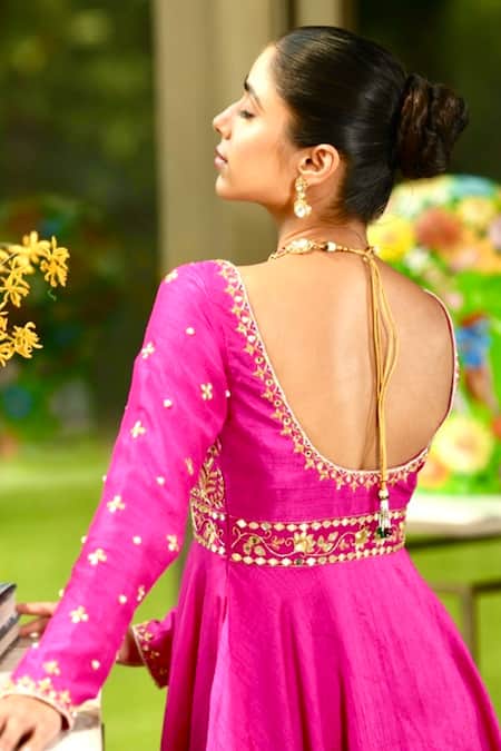 Shop Rashika Sharma Pink Nylon, Cotton, Chiffon, Silk Sequins, Mahi Embroidered Bodice Anarkali Set at Aza Fashions Shop_Rashika Sharma_Pink Nylon, Cotton, Chiffon, Silk Sequins, Mahi Embroidered Bodice Anarkali Set _at_Aza_Fashions