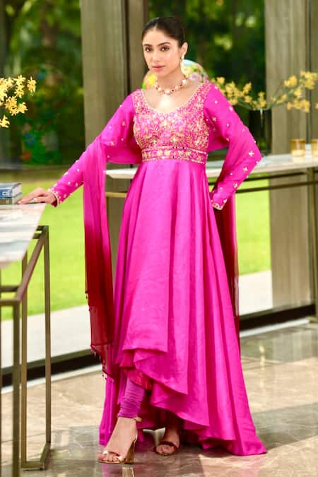 Buy Rashika Sharma Pink Nylon, Cotton, Chiffon, Silk Sequins, Mahi Embroidered Bodice Anarkali Set Online at Aza Fashions Buy_Rashika Sharma_Pink Nylon, Cotton, Chiffon, Silk Sequins, Mahi Embroidered Bodice Anarkali Set _Online_at_Aza_Fashions