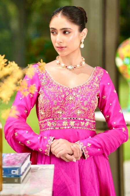 Shop Rashika Sharma Pink Nylon, Cotton, Chiffon, Silk Sequins, Mahi Embroidered Bodice Anarkali Set Online at Aza Fashions Shop_Rashika Sharma_Pink Nylon, Cotton, Chiffon, Silk Sequins, Mahi Embroidered Bodice Anarkali Set _Online_at_Aza_Fashions