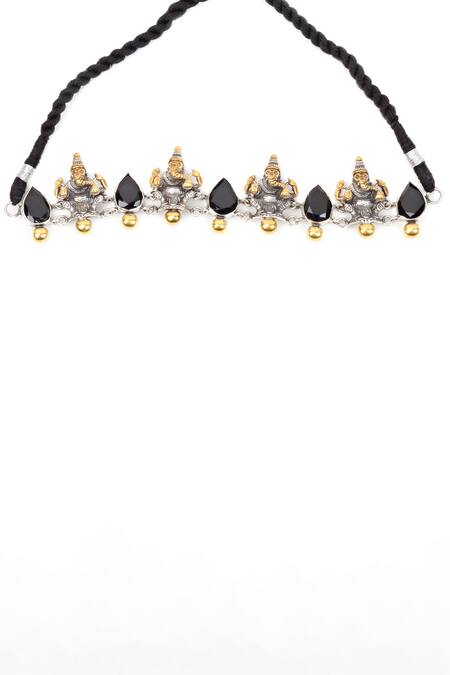 Buy_Sangeeta Boochra_Black Two Toned Temple Choker _Online_at_Aza_Fashions
