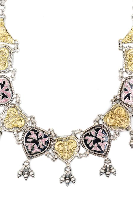 Sangeeta Boochra_Multi Color Handcrafted Heart Carved Necklace _Online_at_Aza_Fashions