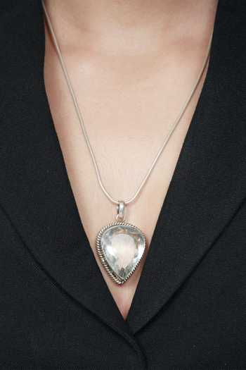 Buy Sangeeta Boochra White Stone Encrusted Pendant Necklace at Aza Fashions Buy_Sangeeta Boochra_White Stone Encrusted Pendant Necklace _at_Aza_Fashions