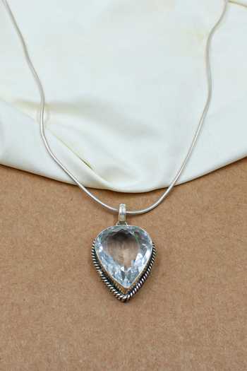 Shop Sangeeta Boochra White Stone Encrusted Pendant Necklace at Aza Fashions Shop_Sangeeta Boochra_White Stone Encrusted Pendant Necklace _at_Aza_Fashions