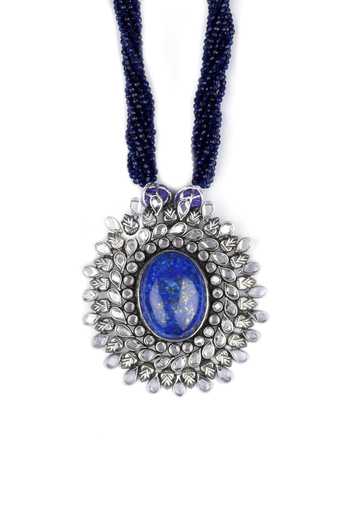 Buy_Sangeeta Boochra_Blue Nazia Lapis Stone Encrusted Necklace _Online_at_Aza_Fashions