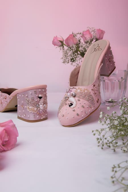 Schon Zapato Pink Embellished Bridal Winged Heels