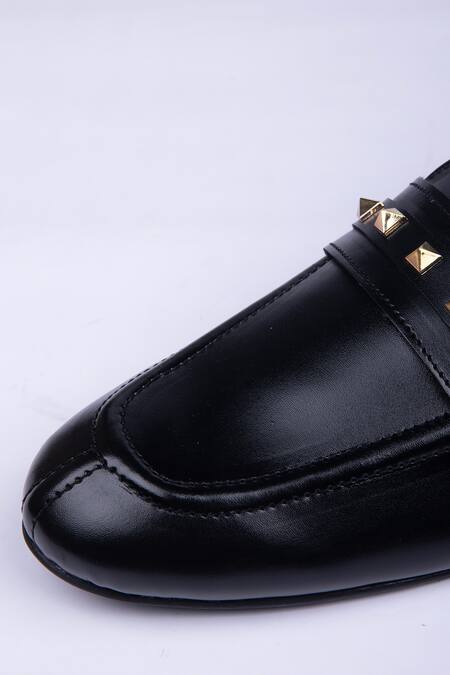 SCHON ZAPATO Black Embellished Stud Slip-on Shoes Online at Aza Fashions SCHON ZAPATO_Black Embellished Stud Slip-on Shoes _Online_at_Aza_Fashions