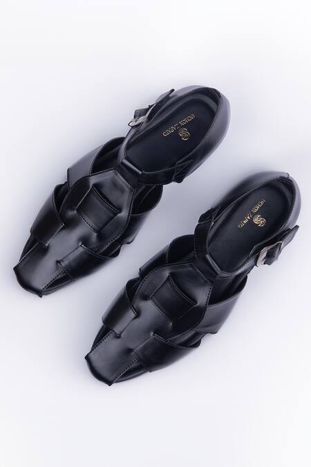 Buy SCHON ZAPATO Black Matte Interwoven Strap Shoes Online at Aza Fashions Buy_SCHON ZAPATO_Black Matte Interwoven Strap Shoes _Online_at_Aza_Fashions