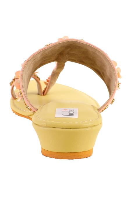 Buy Fuchsia by aashaka mehta Yellow Sequins, Beads, Stones, Spring Time Splendor Embellished Kolhapuris Online at Aza Fashions Buy_Fuchsia by aashaka mehta_Yellow Sequins, Beads, Stones, Spring Time Splendor Embellished Kolhapuris_Online_at_Aza_Fashions