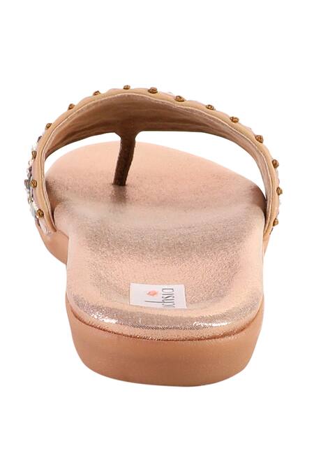 Buy_Fuchsia by aashaka mehta_Pink Sequins, Beads Wild Flowers Embellished Sliders_Online_at_Aza_Fashions