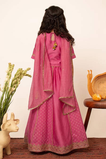 BOTEH Chanderi Silk Panelled Lehenga Set 