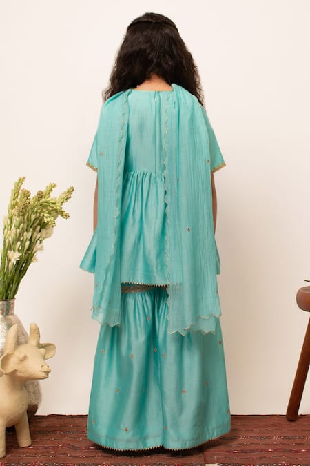 BOTEH Embroidered Anarkali Sharara Set 