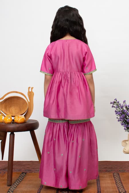 BOTEH Floral Embroidered Anarkali Sharara Set 