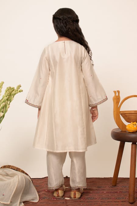 BOTEH Chanderi Silk Placement Embroidered Kurta Pant Set 