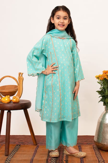 Boteh Butti Pattern A Line Kurta Pant Set 