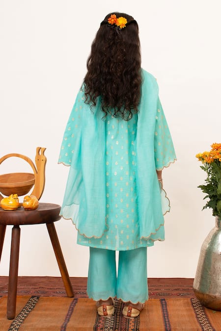 BOTEH Butti Pattern A Line Kurta Pant Set 