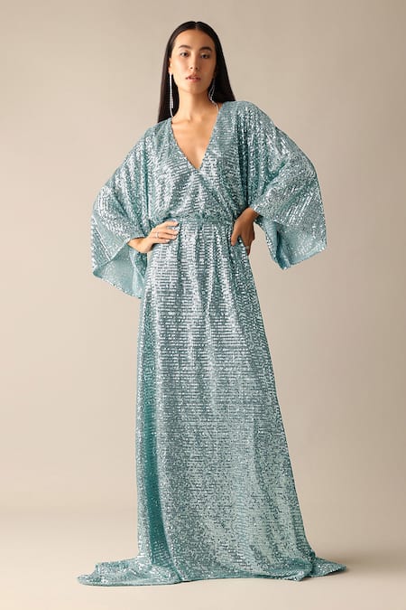 Deme X Kalki Ida Sequins Embroidered Kaftan With Belt 