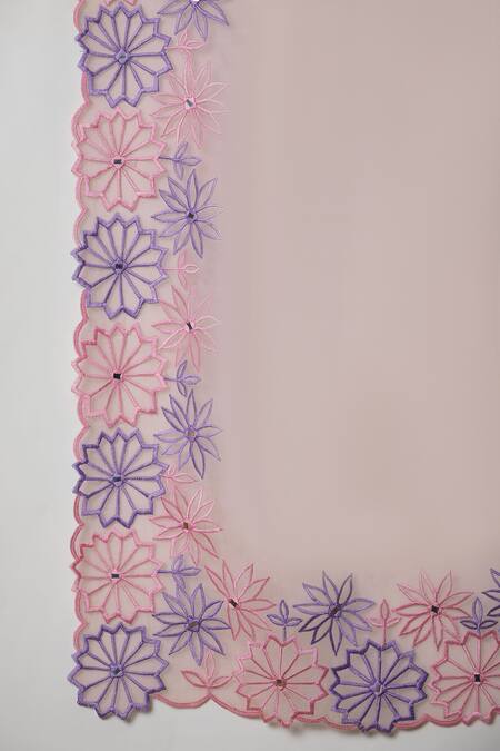 Buy_Label Nitika_Ivory Chanderi, Silk Organza Embroidery, Mirrors Scoop Neck Kurta Pant Set