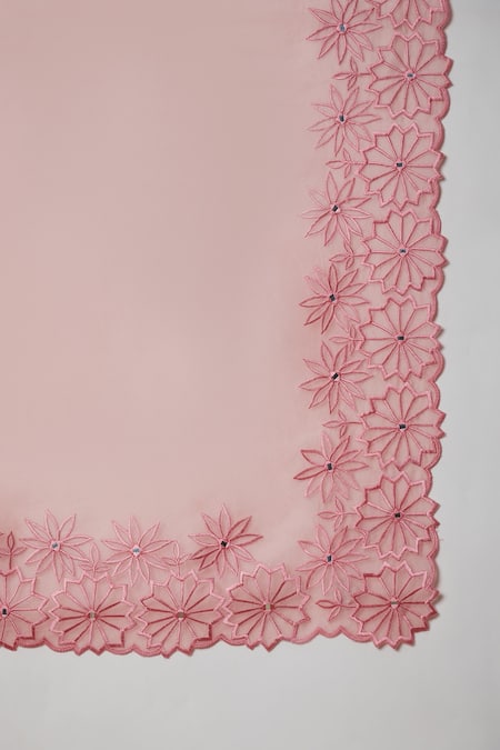 Buy_Label Nitika_Pink Chanderi, Silk Organza Embroidery Square Border Thread Saree With Blouse