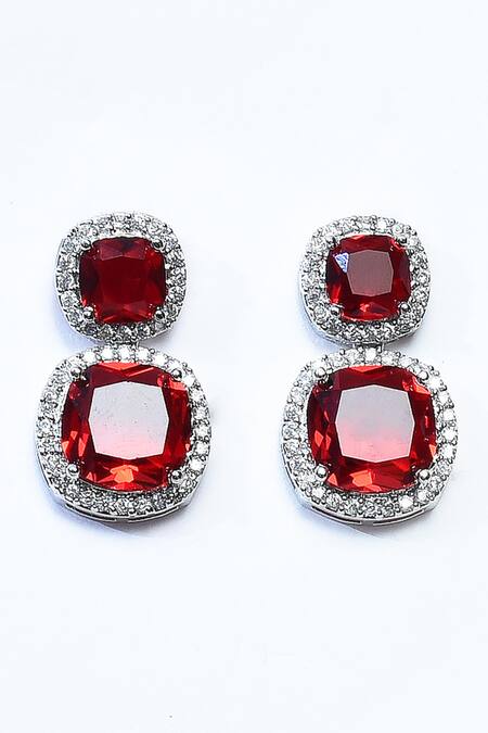 Buy_Our Purple Studio_Silver Plated Diamonds, Stones American Encrusted Necklace Set _Online_at_Aza_Fashions