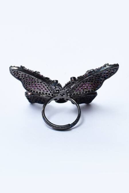 Shop_Our Purple Studio_White Diamonds, Crystals American Embellished Ring_Online_at_Aza_Fashions