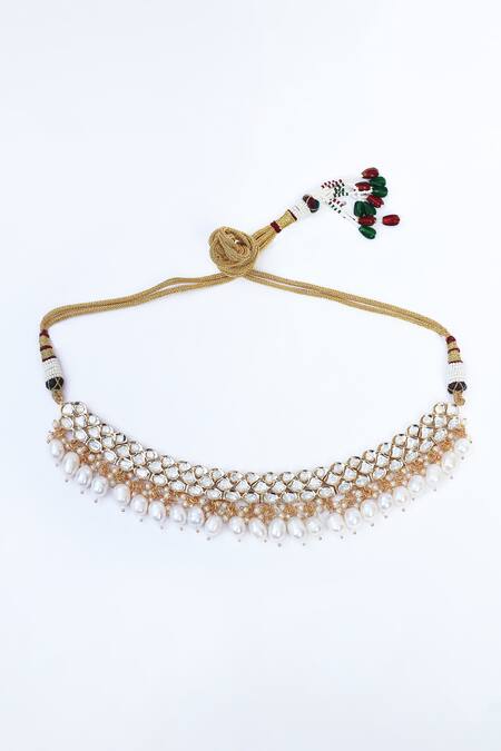 Our Purple Studio_White Pearls, Stones Kundan Studded Choker Set_Online_at_Aza_Fashions