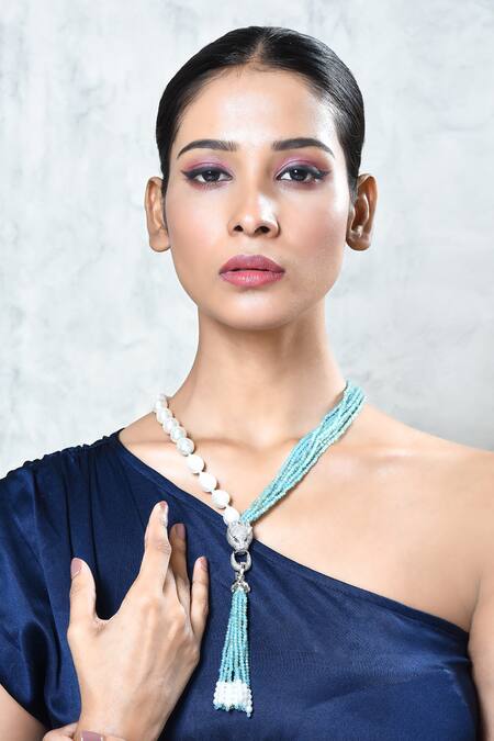 Buy_Our Purple Studio_White Panther Pendant Necklace_Online_at_Aza_Fashions