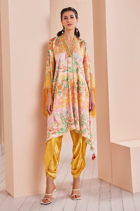 Mandira Wirk Abstract Print Tunic & Dhoti Pant Set 