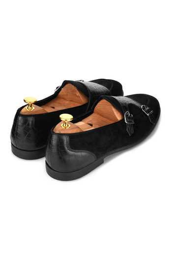 Buy_Mondarro_Black Solid Enzo Vegan Leather Monk Shoes_Online_at_Aza_Fashions