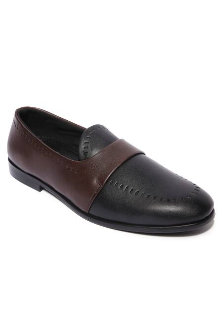 Mondarro_Black Meyer Dual Tone Slip-ons_Online_at_Aza_Fashions