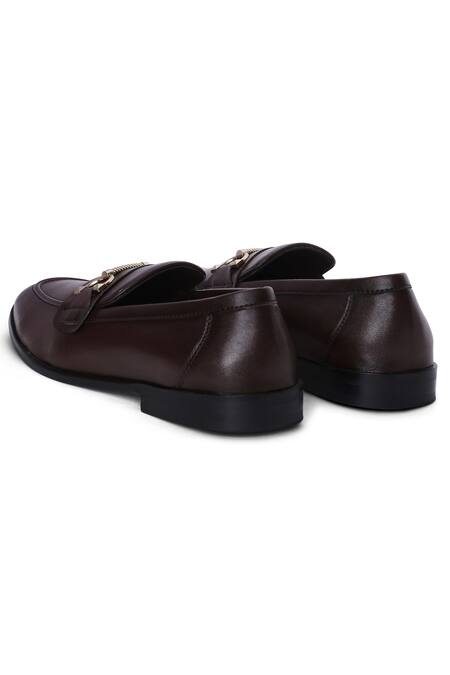 Mondarro_Brown Studded Vegan Leather Loafers_Online_at_Aza_Fashions