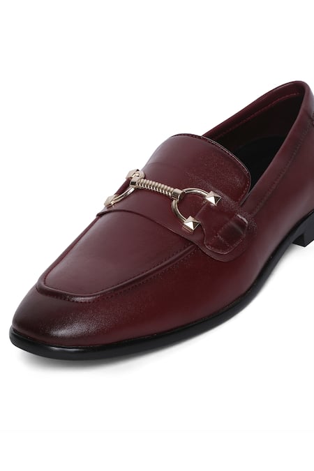 Maroon spiked sale loafers