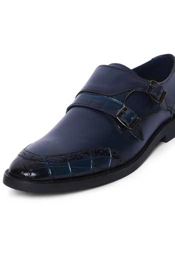 Buy_Mondarro_Blue Textured Vegan Leather Shoes_Online_at_Aza_Fashions