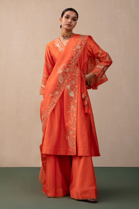 Pink City by Sarika Embroidered Angrakha Sharara Set 