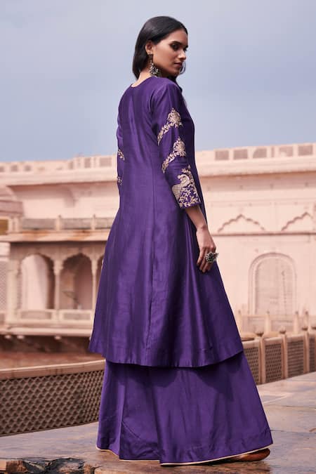 Pink City By Sarika Peacock Motifs Work Angrakha Set 