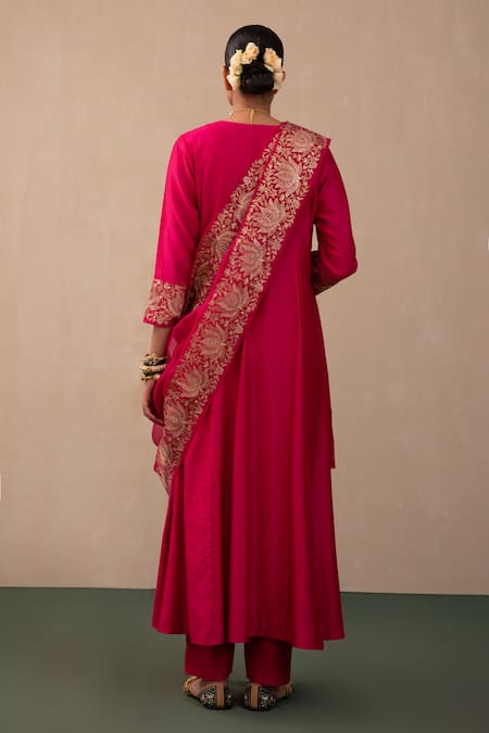 Pink City By Sarika Embroidered Anarkali Pant Set 