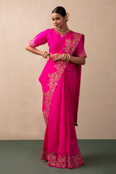 Pink City by Sarika Embroidered Silk Saree With Blouse 