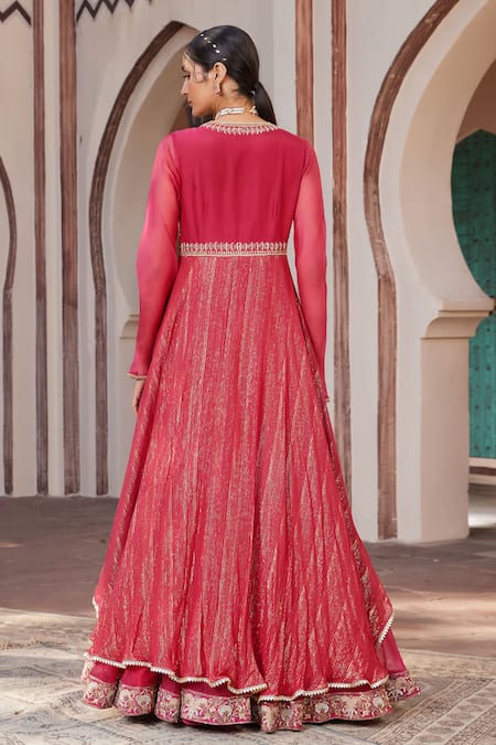 House Of Supriya Hand Embroidered Raw Silk Gown 