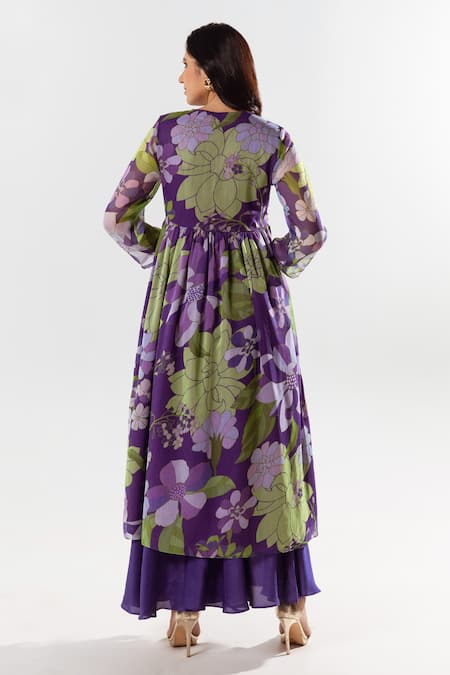 Aroop Shop India Diana Floral Print Kurta Flared Pant Set 