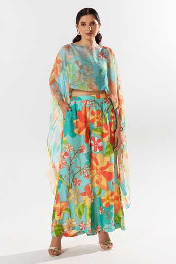 Aroop Shop India Cynthia Garden Print Cape Pant Set 