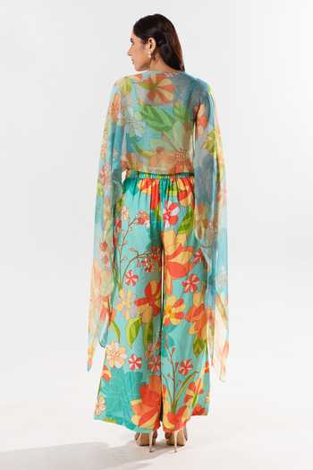 Aroop Shop India Cynthia Garden Print Cape Pant Set 