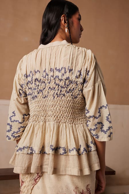 Cord Jade Cotton Spiral Print Top 