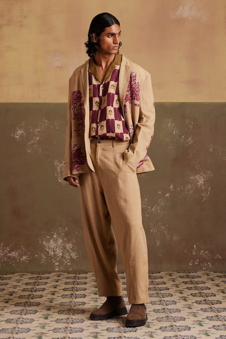 Cord Odyssey Linen Toile Print Blazer With Pant 