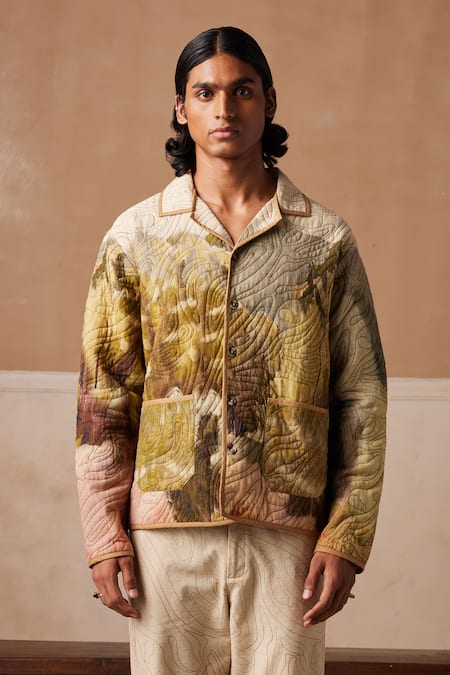 Buy_Cord_Multi Color Linen Dale Print Quilted Jacket