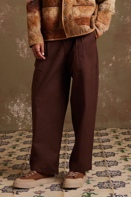 Shop_Cord_Multi Color Linen Blotch Print Quilted Jacket With Trouser_Online_at_Aza_Fashions