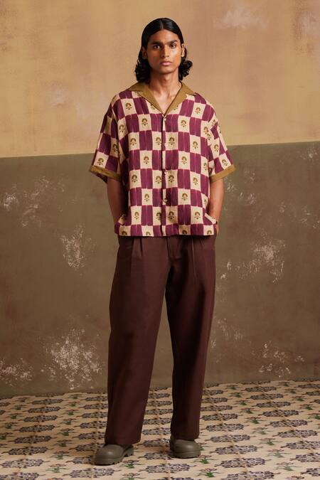 Cord Multi Color Linen Embroidery Floral Print Shirt Online at Aza Fashions Cord_Multi Color Linen Embroidery Floral Print Shirt_Online_at_Aza_Fashions