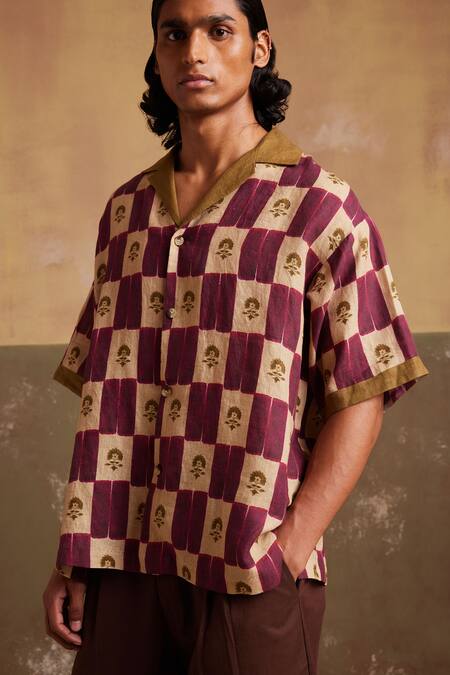 Buy Cord Multi Color Linen Embroidery Floral Print Shirt Online at Aza Fashions Buy_Cord_Multi Color Linen Embroidery Floral Print Shirt_Online_at_Aza_Fashions