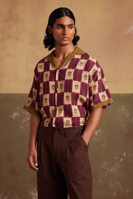 Cord Multi Color Linen Embroidery Floral Print Shirt at Aza Fashions Cord_Multi Color Linen Embroidery Floral Print Shirt_at_Aza_Fashions