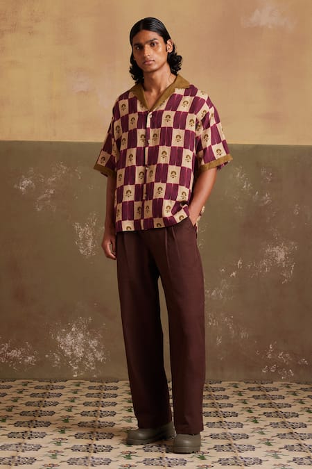 Cord Linen Floral Print Shirt With Kahlo Pant 