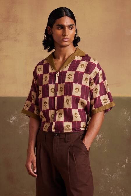 Shop_Cord_Multi Color Linen Floral Print Shirt With Kahlo Pant_Online_at_Aza_Fashions