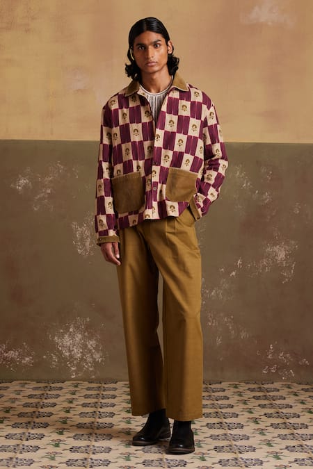 Cord Archive Linen Checkered Jacket & Pant Set 